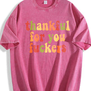 Thanksgiving Thankful For You Fuckers Friendsgiving vintage washed oversized T-shirt in Red