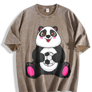 Panda Soccer Vintage Washed T-Shirt in Brown