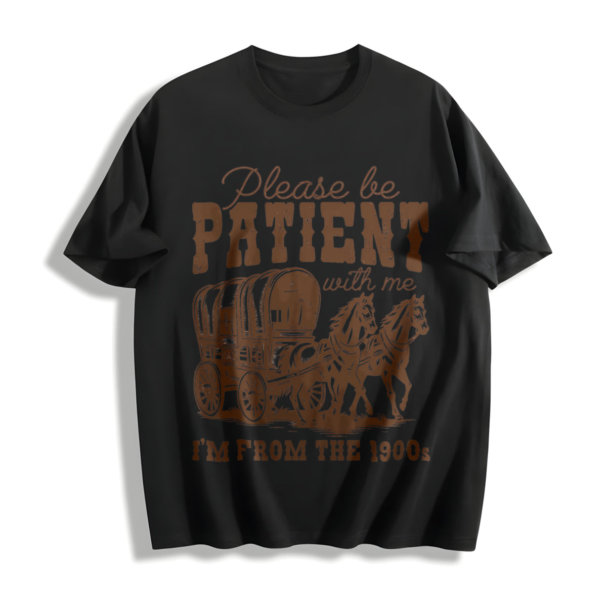 Please Be Patient with Me I'm from the 1900s Cotton T-Shirt in Black