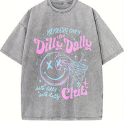 Dilly Dally Club Skeleton Vintage Washed T-Shirt in Gray