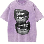 Fashionable Mouth Boxy for a Unique Bold Look vintage washed oversized T-shirt in Purple