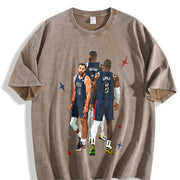 Steph Bron Durant BIG 3 USA Champ Custom vintage washed oversized T-shirt in Brown
