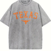 Texas Longhorn Tank Vintage Washed T-Shirt in Gray