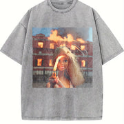 Glam Doll Outside a Burning House Vintage Washed T-Shirt in Gray