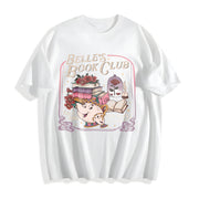 Belle Book Club Tale as Old as Time Belle Book Cafe Cotton T-Shirt in White