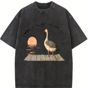 Goose Duck What If I'm Silly Enough Meme Idea Bird Nerd vintage washed oversized T-shirt in Black