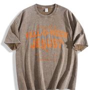 Fall-O-Ween Jesus vintage washed oversized T-shirt in Brown