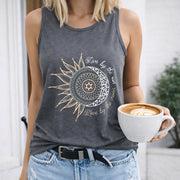 2024 Western Letter Tank Women's Color Cotton Tank Top in Gray