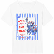 Land of the Free Because of the Brave Cotton T-Shirt in White
