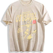 Retro Seaside Cowgirl Vintage Washed T-Shirt in Beige