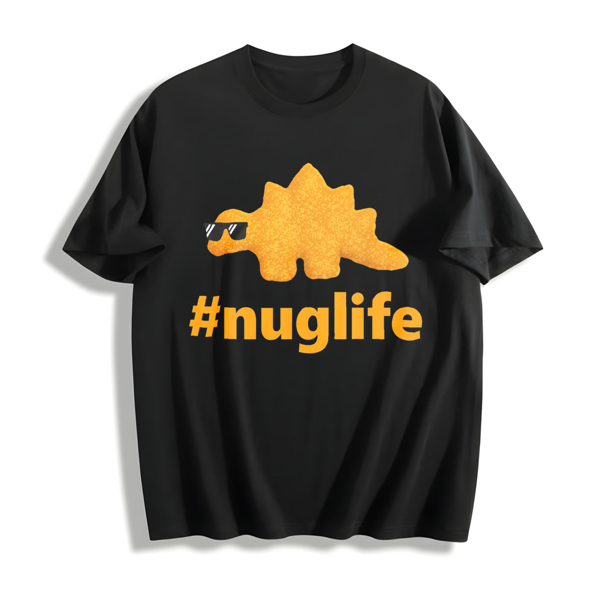 Black Nug Life Dino Nuggs Dino Chicken Nuggets Dinosaur Cotton T-Shirt in Black