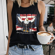 America Land of the Free Because of the Brave Women's Color Cotton Tank Top in Black