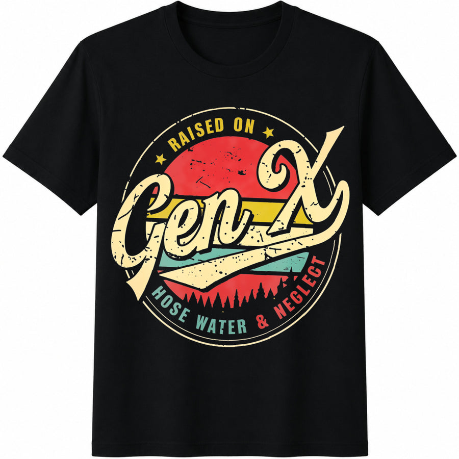 Gen X Raised on Hose Water and Neglect Cotton T-Shirt in Black