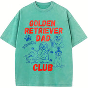 Golden Retriever Dad Club Vintage Washed T-Shirt in Blue