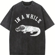 In a While Crocodile Sarcastic Croc for Classic Sarcastic Vintage Washed T-Shirt in Black