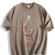 Curious George Little Monkey Vintage Washed T-Shirt in Brown