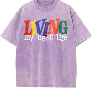 Living My Best Life Vintage Washed T-Shirt in Purple