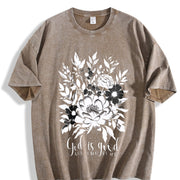 God Is Good Boho Christian Vintage Washed T-Shirt in Brown