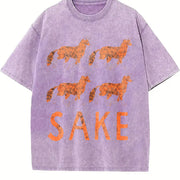 Four Fox Sake Vintage Washed T-Shirt in Purple