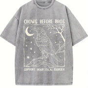 Crows Before Bros Support Your Local Murder Vintage Washed T-Shirt in Gray
