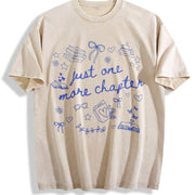 Just One More Chapter Bookish Book Lover Bookish Girly vintage washed oversized T-shirt in Beige