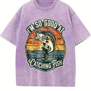 I'm So Good at Catching Fish Vintage Washed T-Shirt in Purple