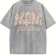Grandma And Mom I Rock Them Both Floral Mom & Grandma vintage washed oversized T-shirt in Gray