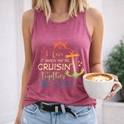 I Love It When We're Cruisin Together Crew-neck Sleeveless Women's Color Cotton Tank Top in Red
