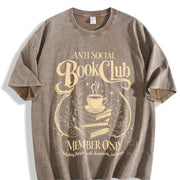 Anti Social Book Club Librarian Book Lover vintage washed oversized T-shirt in Brown