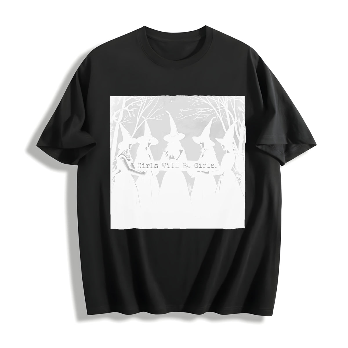Girls Will Be Girls Witch Cotton T-Shirt in Black