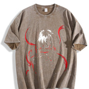 Tokyo Ghoul Ken Kaneki Red Eyes Mask Anime manga movie vintage washed oversized T-shirt in Brown