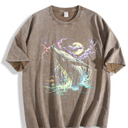 Whale Midnight 90s Vintage Washed T-Shirt in Brown