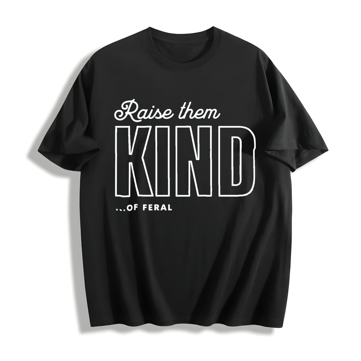 Raise Them Feral Mom Cotton T-Shirt in Black