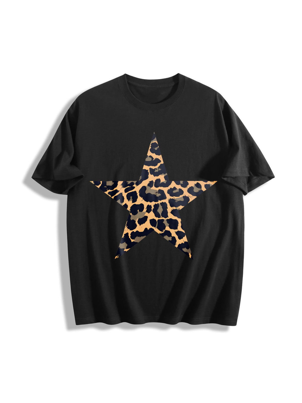 Five-pointed Star Cotton T-Shirt in Black