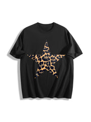 Five-pointed Star Cotton T-Shirt in Black