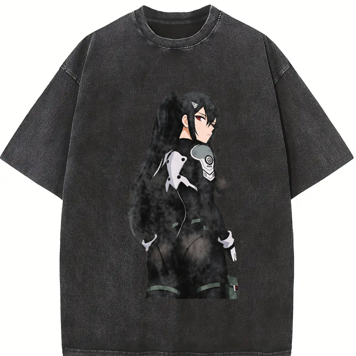 Mina Ashiro Kaiju No 8 Anime Manga vintage washed oversized T-shirt in Black
