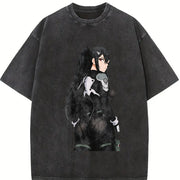 Mina Ashiro Kaiju No 8 Anime Manga vintage washed oversized T-shirt in Black