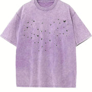 Hearts Cute Heart Vintage Washed T-Shirt in Purple