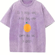 Camiseta Graciosa Para Latinos Hispanos in Spanish. vintage washed oversized T-shirt in Purple
