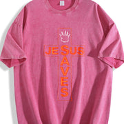 Jesus Saves High-qualitybatik Regular Vintage Washed T-Shirt in Red