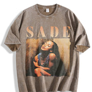 Sade Portrait Vintage Washed T-Shirt in Brown