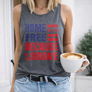 Patriotic 4th of July Women's Color Cotton Tank Top in Gray