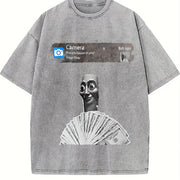 Premium Tung Sahur Motion at Your Front Door Meme Vintage Washed T-Shirt in Gray