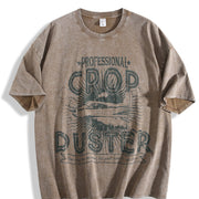 Professional Crop Duster Sarcastic Humor Farting for Guys Vintage Washed T-Shirt in Brown
