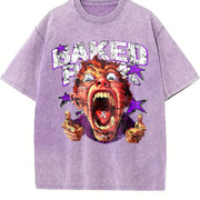 Cartoon Face Tank Sleeveless Muscle Vintage Washed T-Shirt in Purple