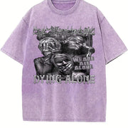 Dying Alone Marble Statues Vintage Washed T-Shirt in Purple