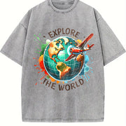 Explore the World Vintage Washed T-Shirt in Gray