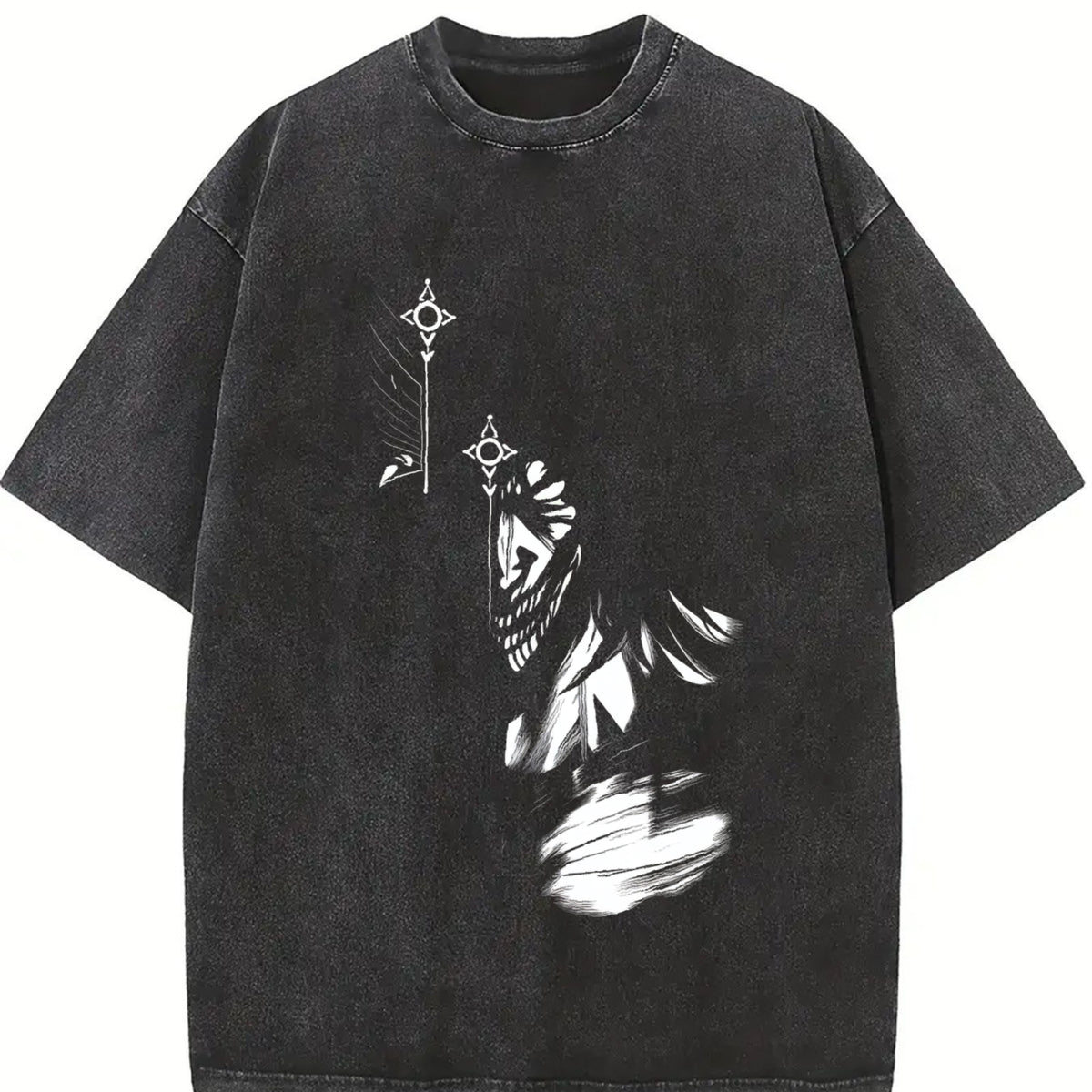 Eren Yeager Attack on Titan Ver 2 vintage washed oversized T-shirt in Black