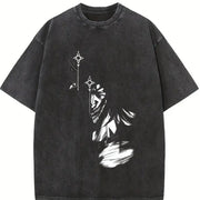 Eren Yeager Attack on Titan Ver 2 vintage washed oversized T-shirt in Black