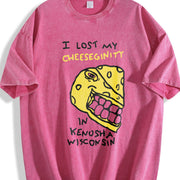 I Lost My Cheeseginity In Kenosha Wisconsin Cartoon vintage washed oversized T-shirt in Red